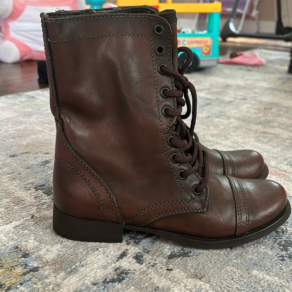 steve madden troopa women’s brown leather boots size 6.5